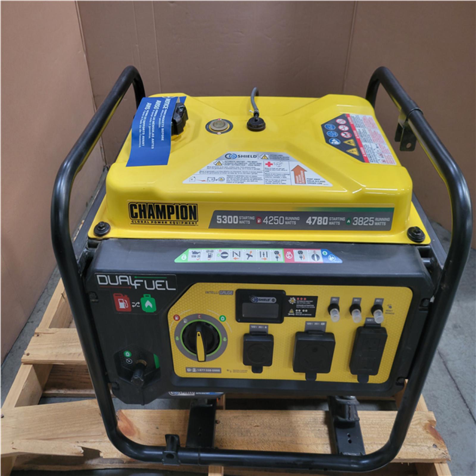 CALIFORNIA AS-IS CHAMPION 5 300 STARTING WATT 4 250 RUNNING WATT DUAL FUEL GENERATOR