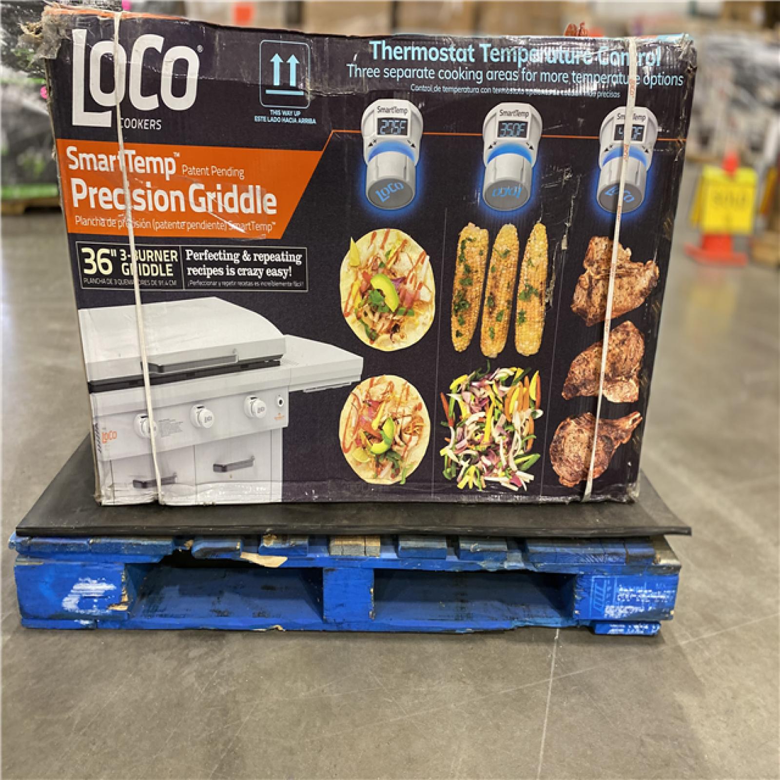 DALLAS LOCATION - LOCO Series II 36 in. 3-Burner Digital Propane SmartTemp Flat Top Grill / Griddle in Chalk Finish with Enclosed Cart and Hood