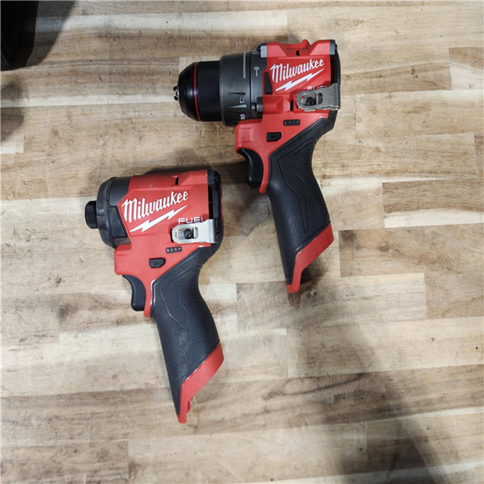 HOUSTON LOCATION - AS-IS Milwaukee FUEL 12-Volt Lithium-Ion Brushless Cordless Hammer Drill and Impact Driver Combo Kit