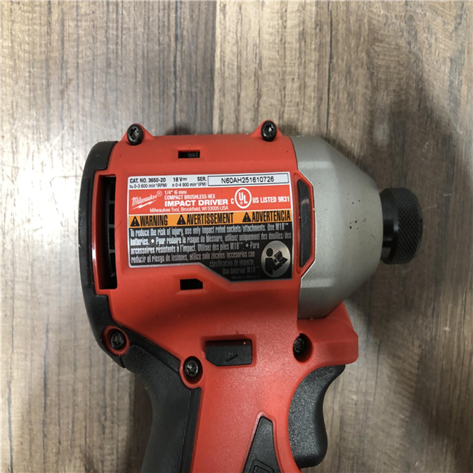 AS-IS Milwaukee 18V Lithium-Ion Brushless Cordless 1/4 in. Compact Impact Driver (Tool Only)