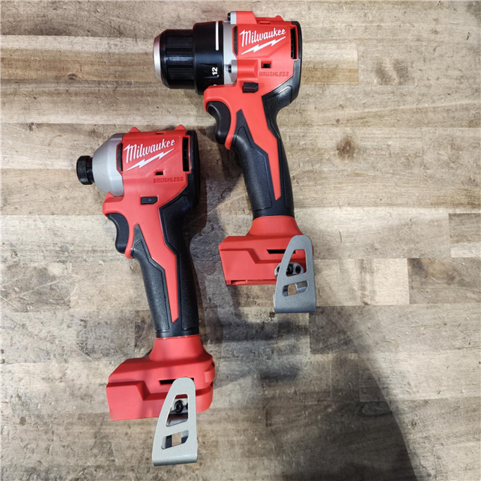 HOUSTON LOCATION - AS-IS Milwaukee M18 18V Lithium-Ion Brushless Cordless Compact Drill/Impact Combo Kit (2-Tool) W/(2) 2.0 Ah Batteries  Charger & Bag