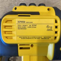 AS-IS DEWALT 20V MAX 550 PSI 1.0 GPM Cold Water Cordless Power Cleaner with 4-Nozzles (Tool Only)