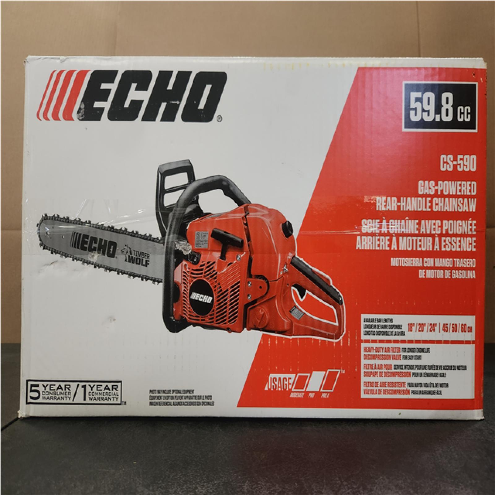Phoenix NEW ECHO 20 in. 59.8 cc Gas 2-Stroke Rear Handle Timber Wolf Chainsaw