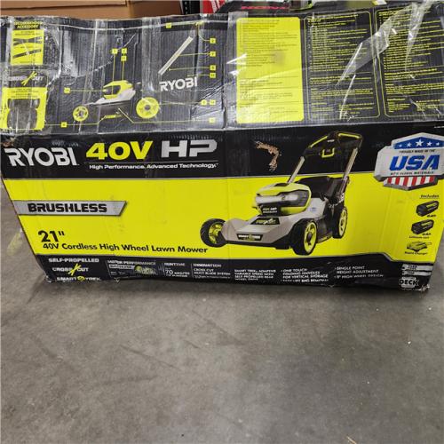 Dallas Location - As-Is RYOBI 40V HP Brushless 21 in. Cordless Battery Self-Propelled Mower - (2) 6.0 Ah Batteries & Charger-Appears Good Condition