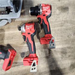 HOUSTON LOCATION - AS-IS Milwaukee M18 18-Volt Lithium-Ion Brushless Cordless Combo Kit (4-Tool) with 2-Batteries  1-Charger and Tool Bag