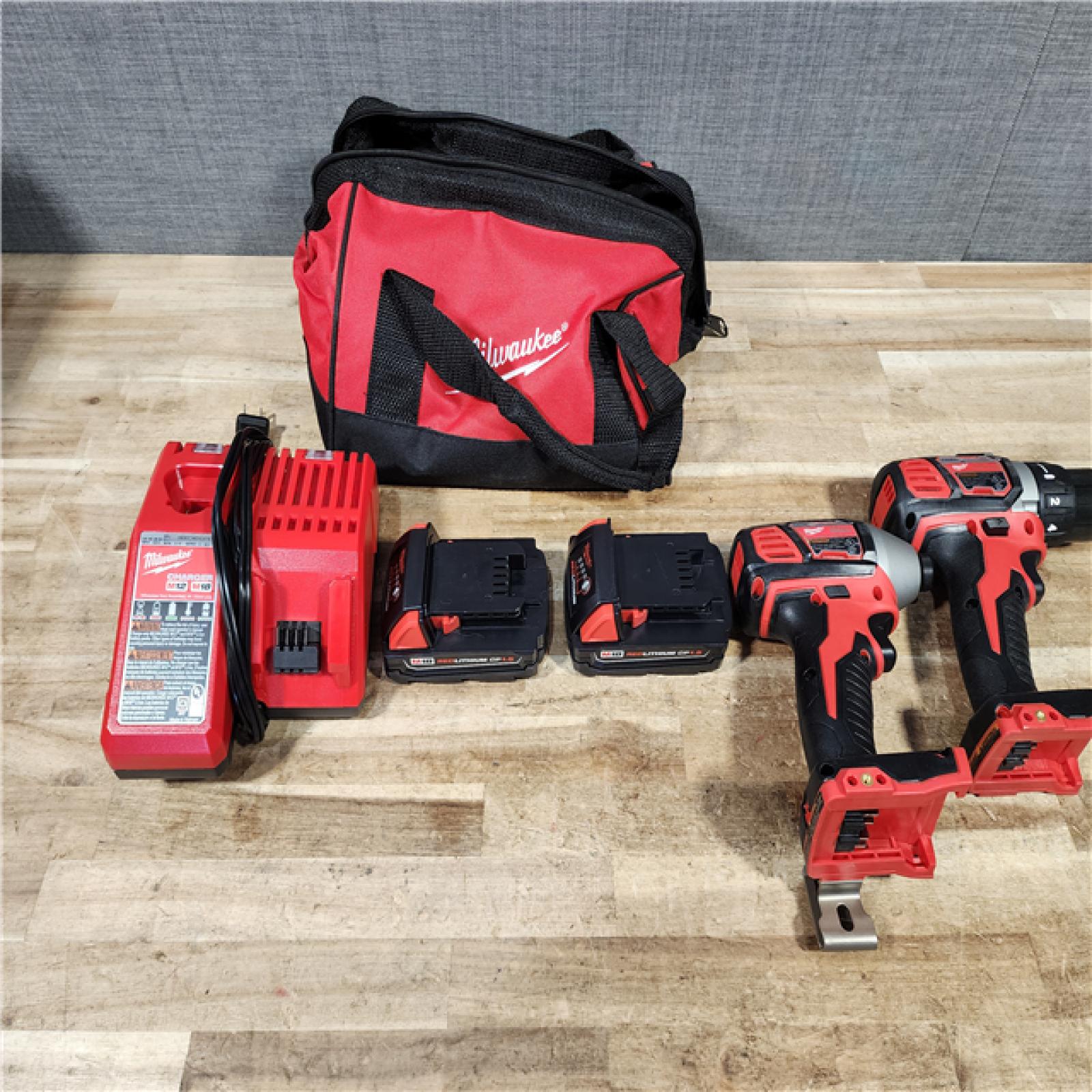 HOUSTON LOCATION - AS - IS Milwaukee 18V Lithium-Ion Cordless Drill Driver/Impact Driver Combo Kit