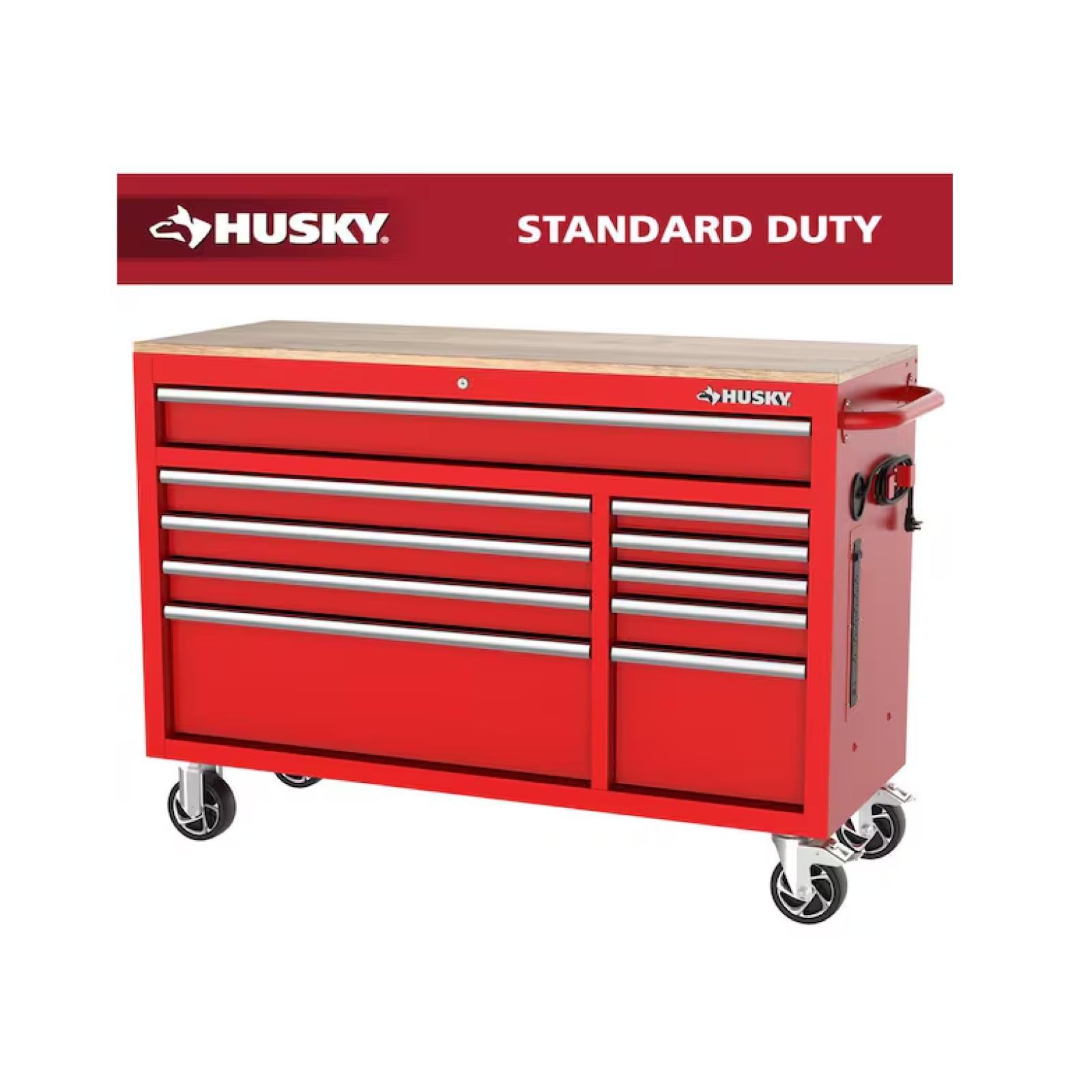 DALLAS LOCATION- Husky Modular Tool Storage 52 in. W x 20 in. D Standard Duty Red Mobile Workbench Cabinet