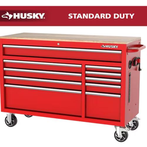 DALLAS LOCATION- Husky Modular Tool Storage 52 in. W x 20 in. D Standard Duty Red Mobile Workbench Cabinet