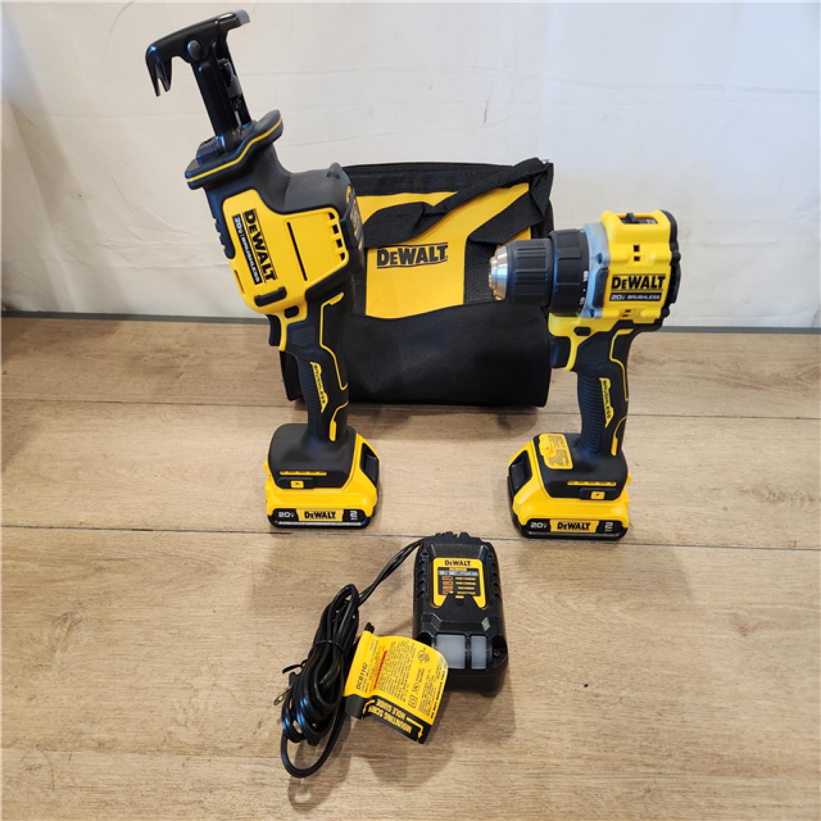 AS-IS- DeWalt ATOMIC 20V MAX Lithium-Ion Cordless 2-Tool Combo Kit with 2-Batteries  Charger and Bag