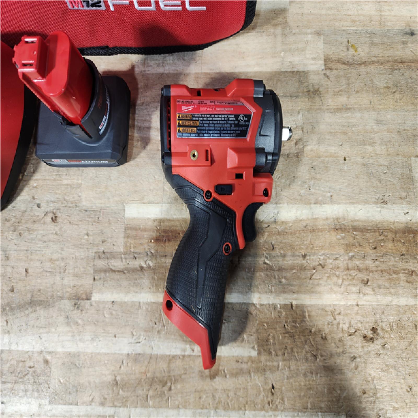 HOUSTON LOCATION - AS - IS Milwaukee FUEL 12V Li-Ion Brushless Cordless Stubby 3/8 in. Impact Wrench Kit