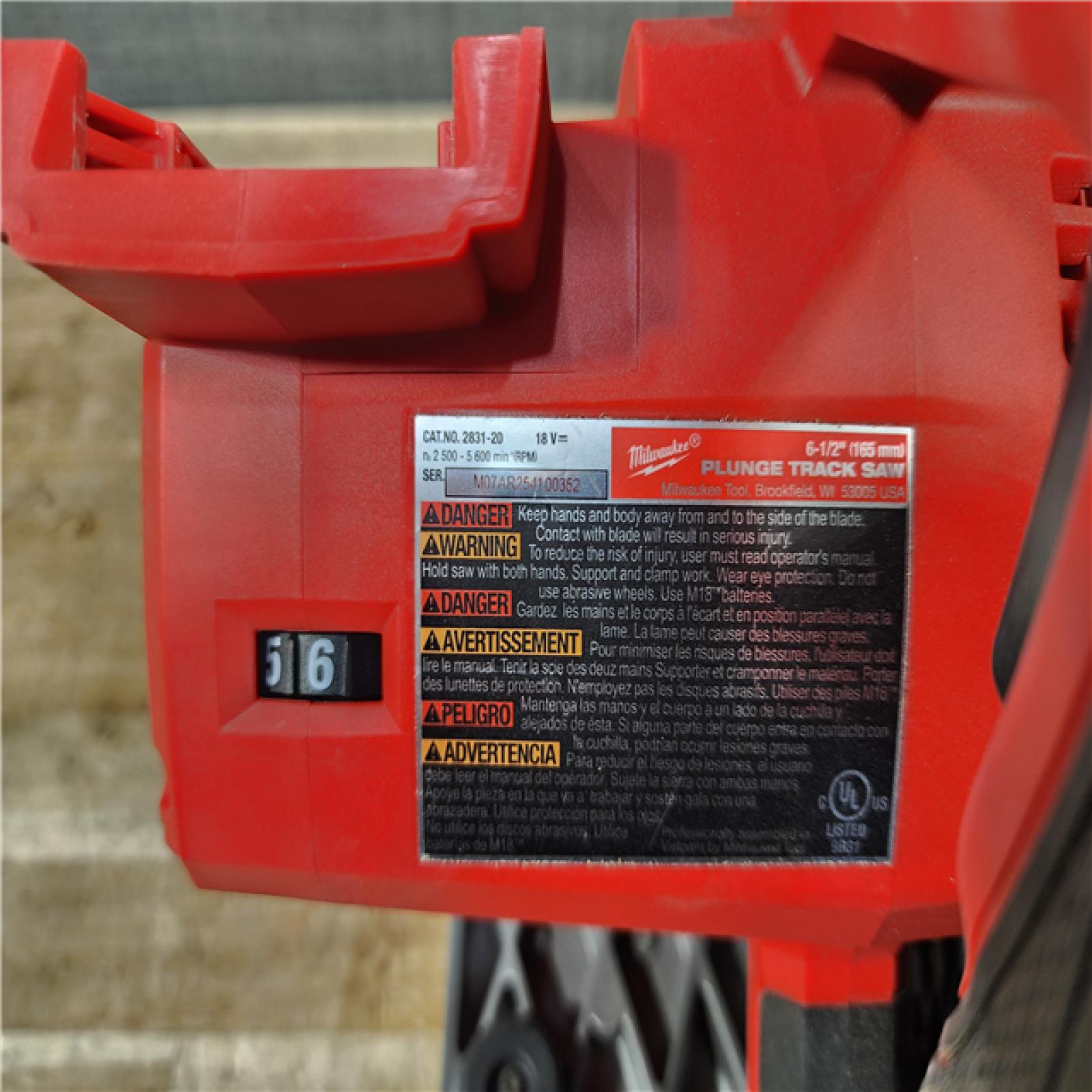 HOUSTON LOCATION - AS - IS Milwaukee FUEL 18V Lithium-Ion Cordless Brushless 6-1/2 in. Plunge Cut Track Saw (Tool-Only)