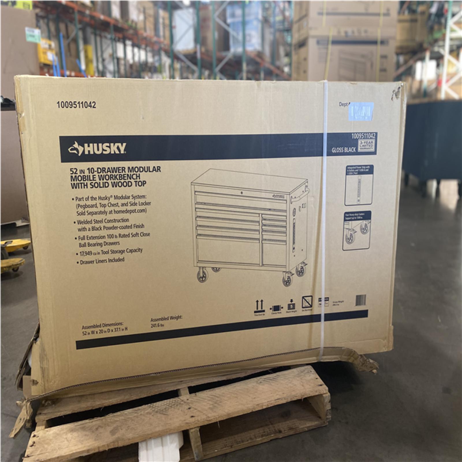 DALLAS LOCATION - AS-IS Husky Modular Tool Storage 52 in. W x 20 in. D Standard Duty Black Mobile Workbench Cabinet