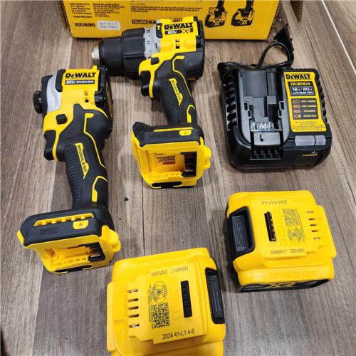 AS-IS DEWALT 20V MAX XR Hammer Drill and ATOMIC Impact Driver 2 Tool Cordless Combo Kit with (2) 4.0Ah Batteries, Charger, and Bag