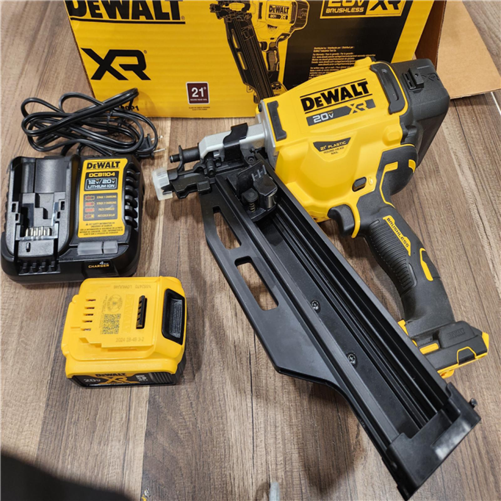 AS-IS DEWALT 20-Volt 21Â° Cordless Framing Nailer Kit with 5.0 Ah Lithium-Ion Battery and Charger