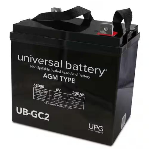 DALLAS LOCATION- NEW!- UPG 6-Volt 200 Ah L5 Terminal Sealed Lead Acid (SLA) AGM Rechargeable Battery