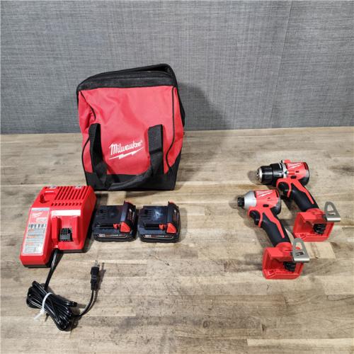 HOUSTON LOCATION - AS-IS Milwaukee M18 18V Lithium-Ion Brushless Cordless Compact Drill/Impact Combo Kit (2-Tool) W/(2) 2.0 Ah Batteries, Charger & Bag