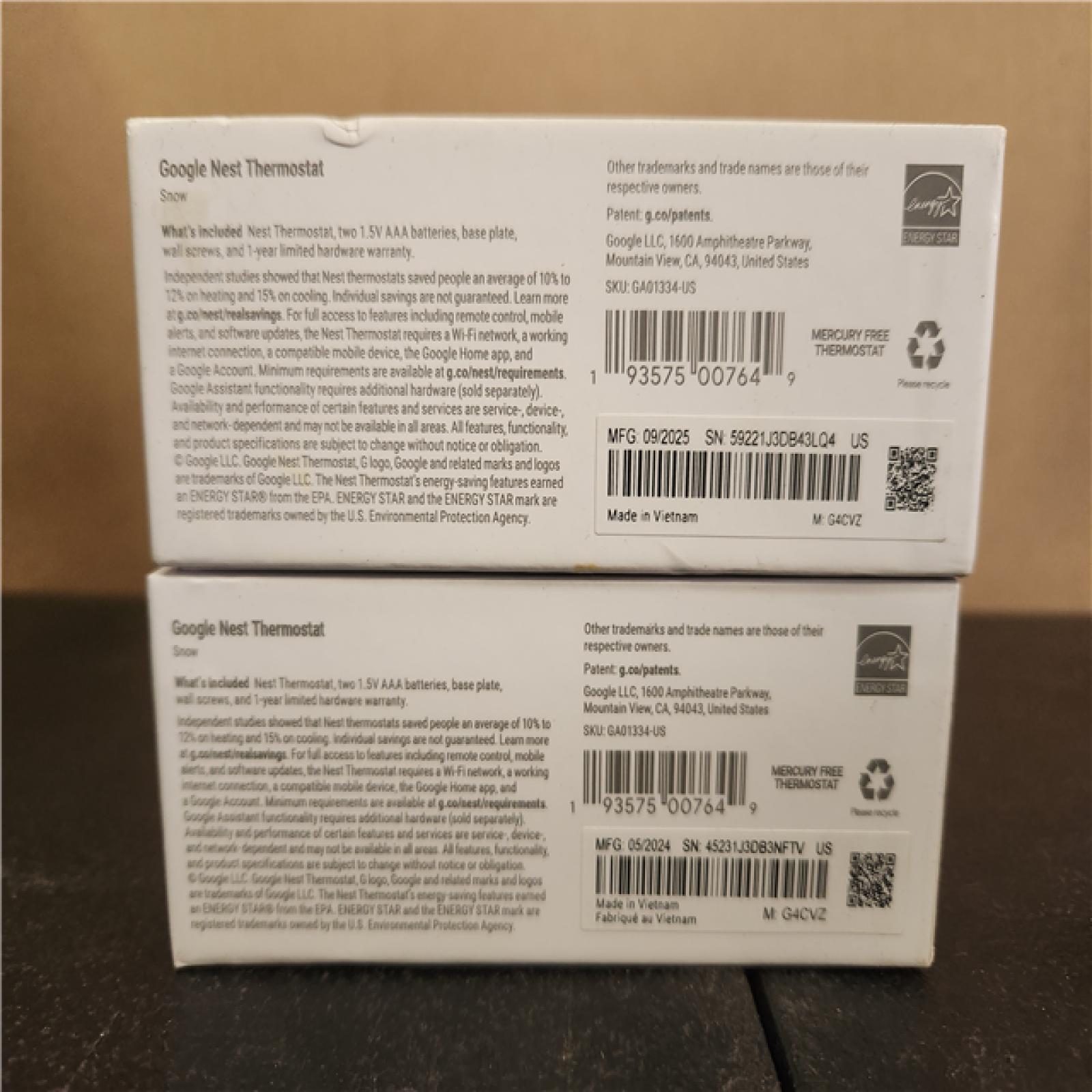 Phoenix AS-IS Google Nest Thermostat - Smart Programmable Wi-Fi Thermostat - (2-Pack)