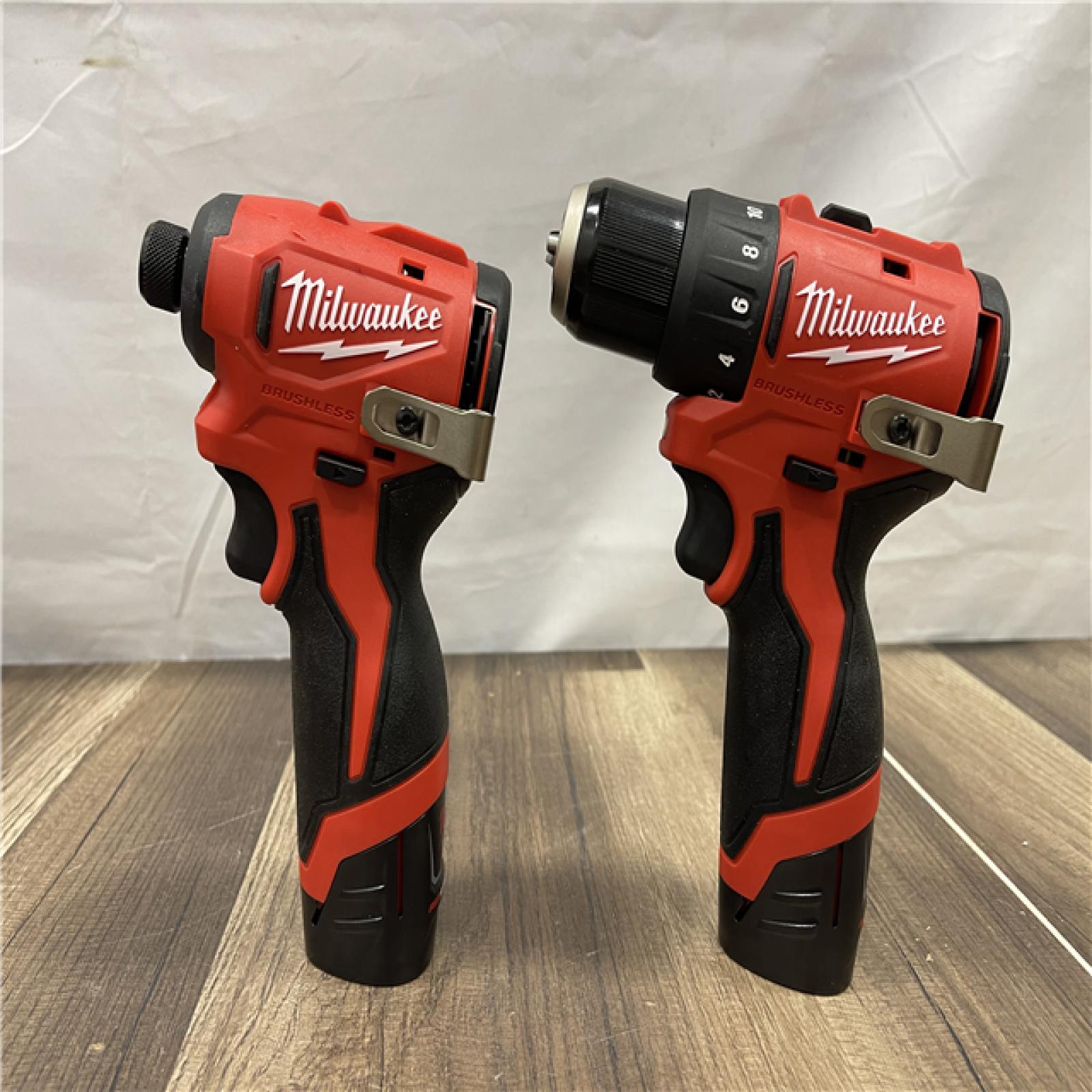 AS-IS Milwaukee M12 12V Lithium-Ion Brushless Cordless Subcompact Drill and Impact Driver Kit
