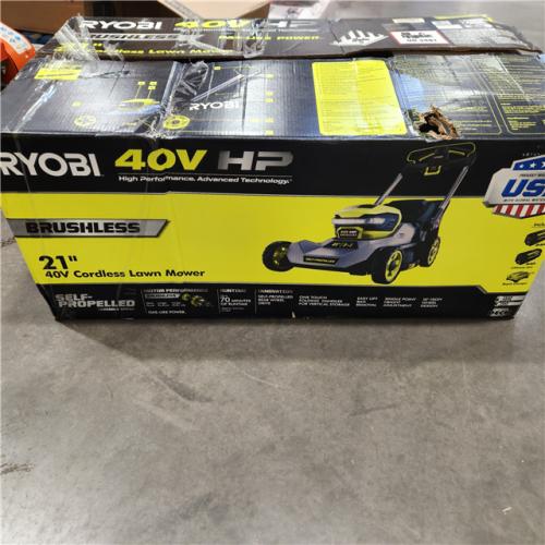 Dallas Location - As-IsRYOBI 40V HP Brushless 21 in. Cordless Battery Self-Propelled Lawn Mower with (2) 6.0 Ah Batteries and Charger