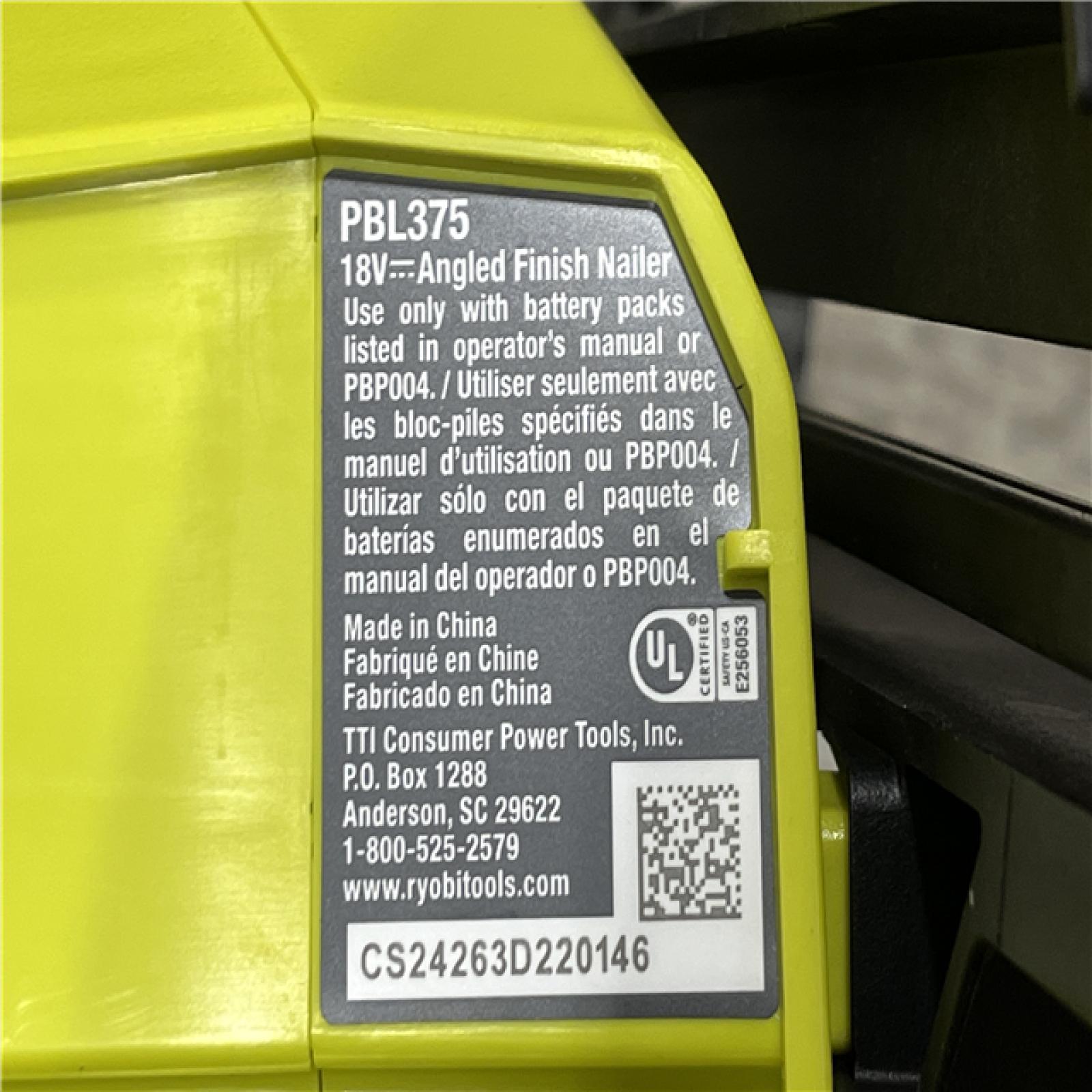 AS-IS RYOBI ONE+ HP 18V Brushless Cordless 15-Gauge 34° Angled Finish Nailer (Tool Only)