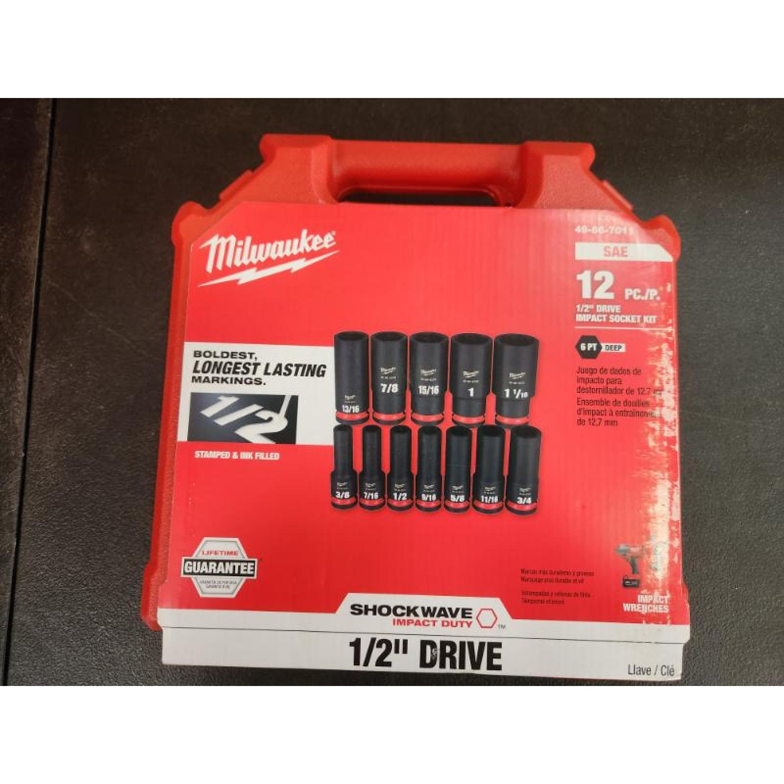 Phoenix NEW Milwaukee SHOCKWAVE 1/2 in. Drive SAE Deep Well Impact Socket Set (12-Piece)