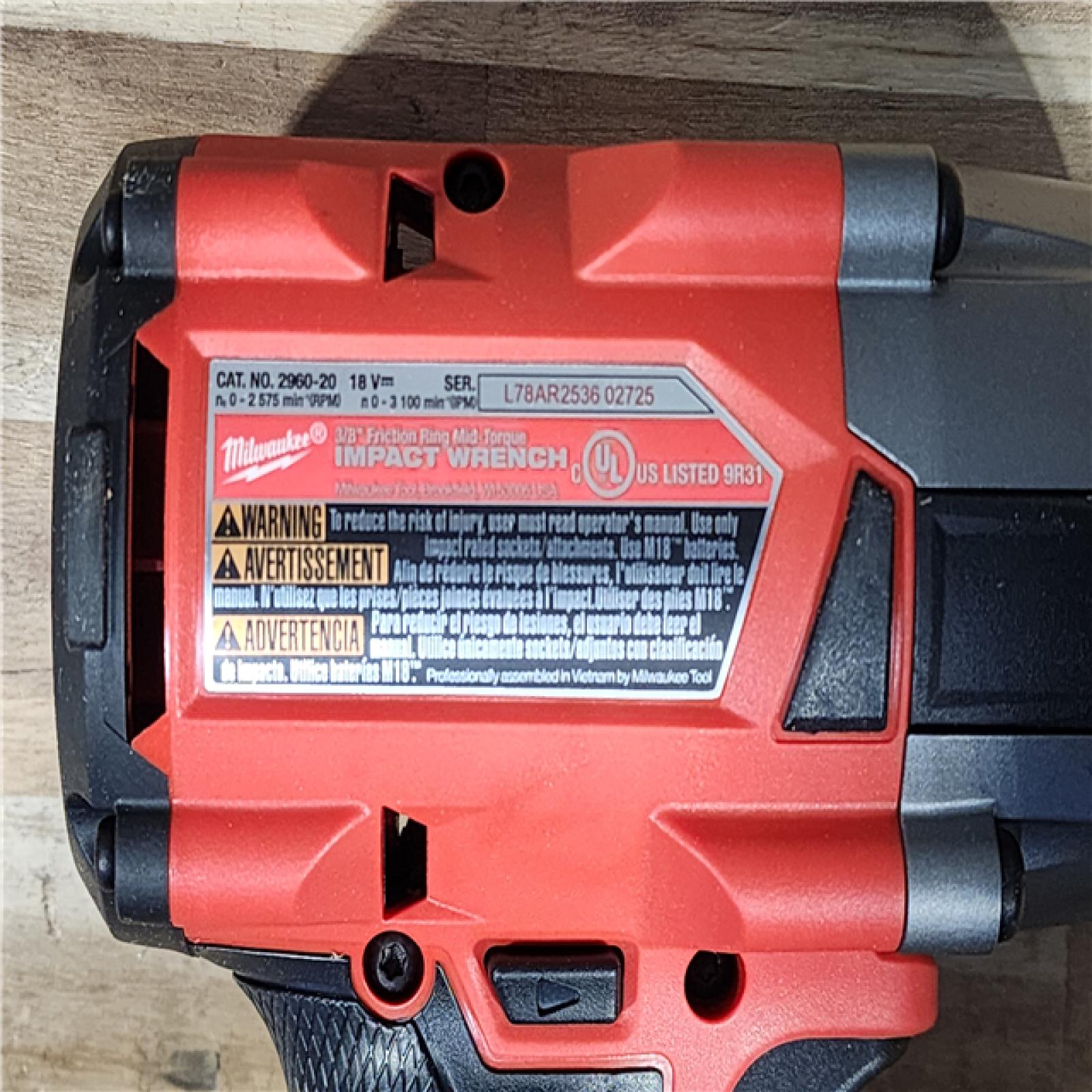 HOUSTON LOCATION - AS-IS Milwaukee FUEL GEN-2 18V Lithium-Ion Mid Torque Brushless Cordless 3/8 in. Impact Wrench with Friction Ring (Tool-Only)