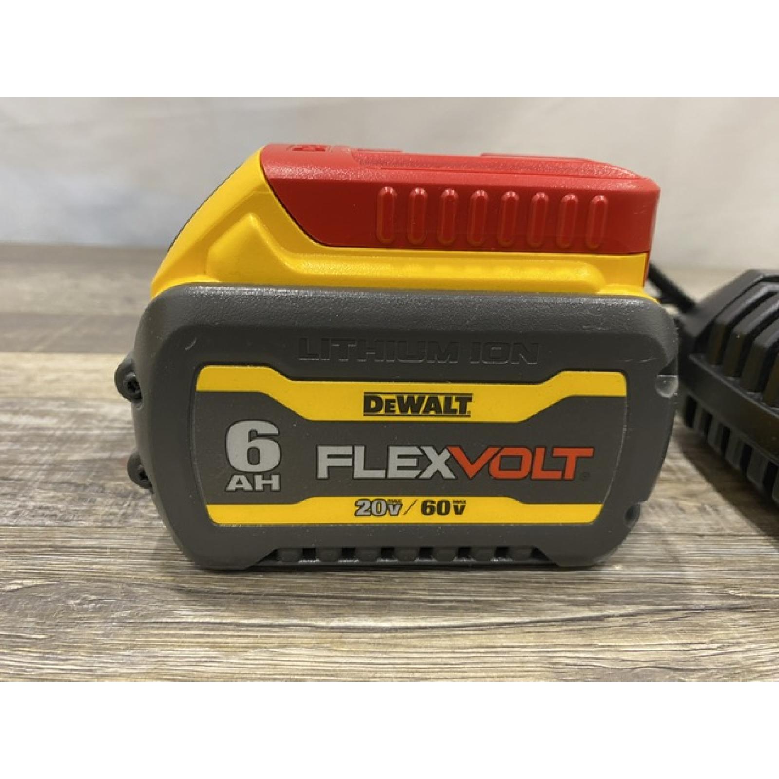 AS-IS DEWALT FLEXVOLT 20V/60V MAX Lithium-Ion 6.0Ah Battery Pack with 6 Amp Output Charger