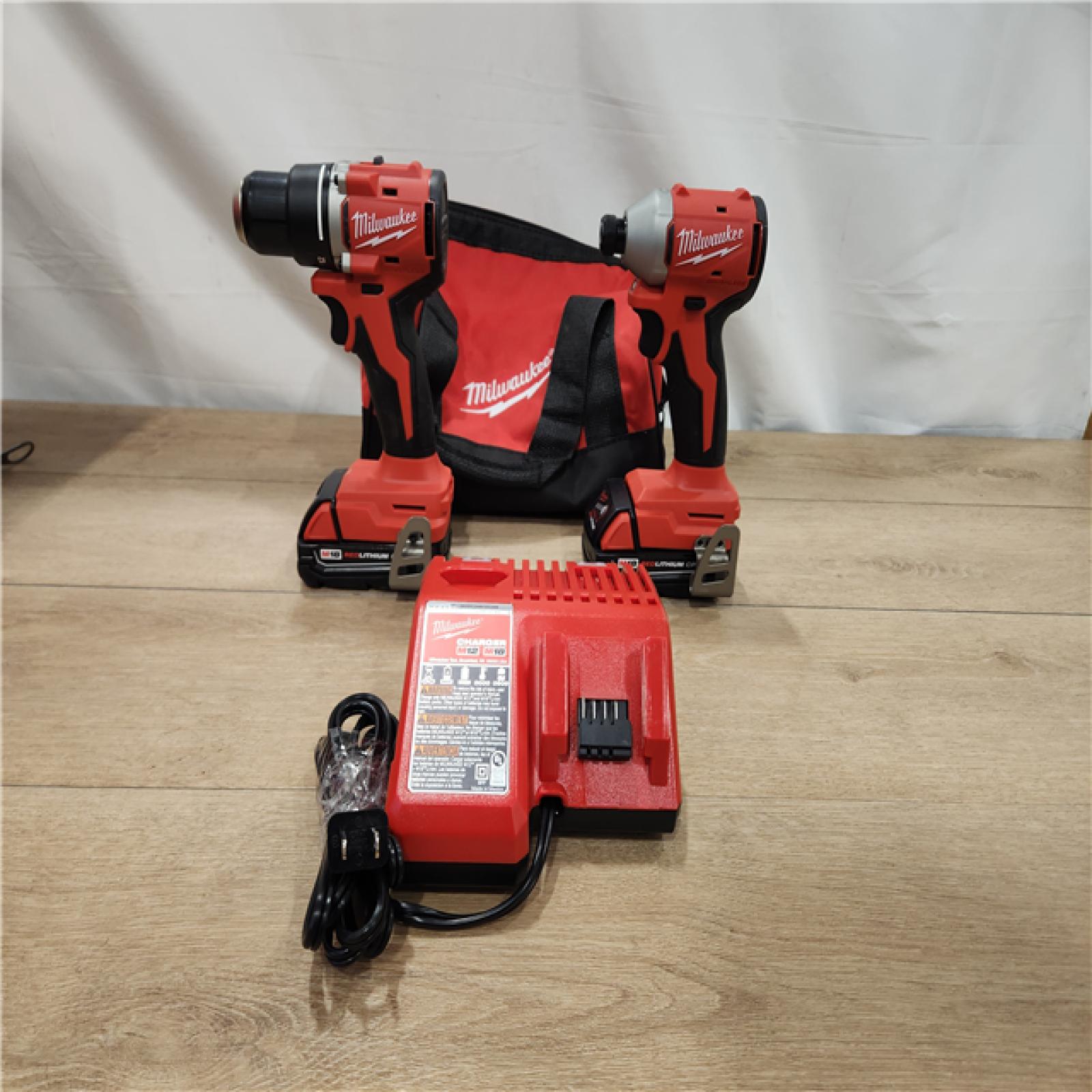 AS-IS- Milwaukee 18V Lithium-Ion Brushless Cordless Compact Drill/Impact Combo Kit