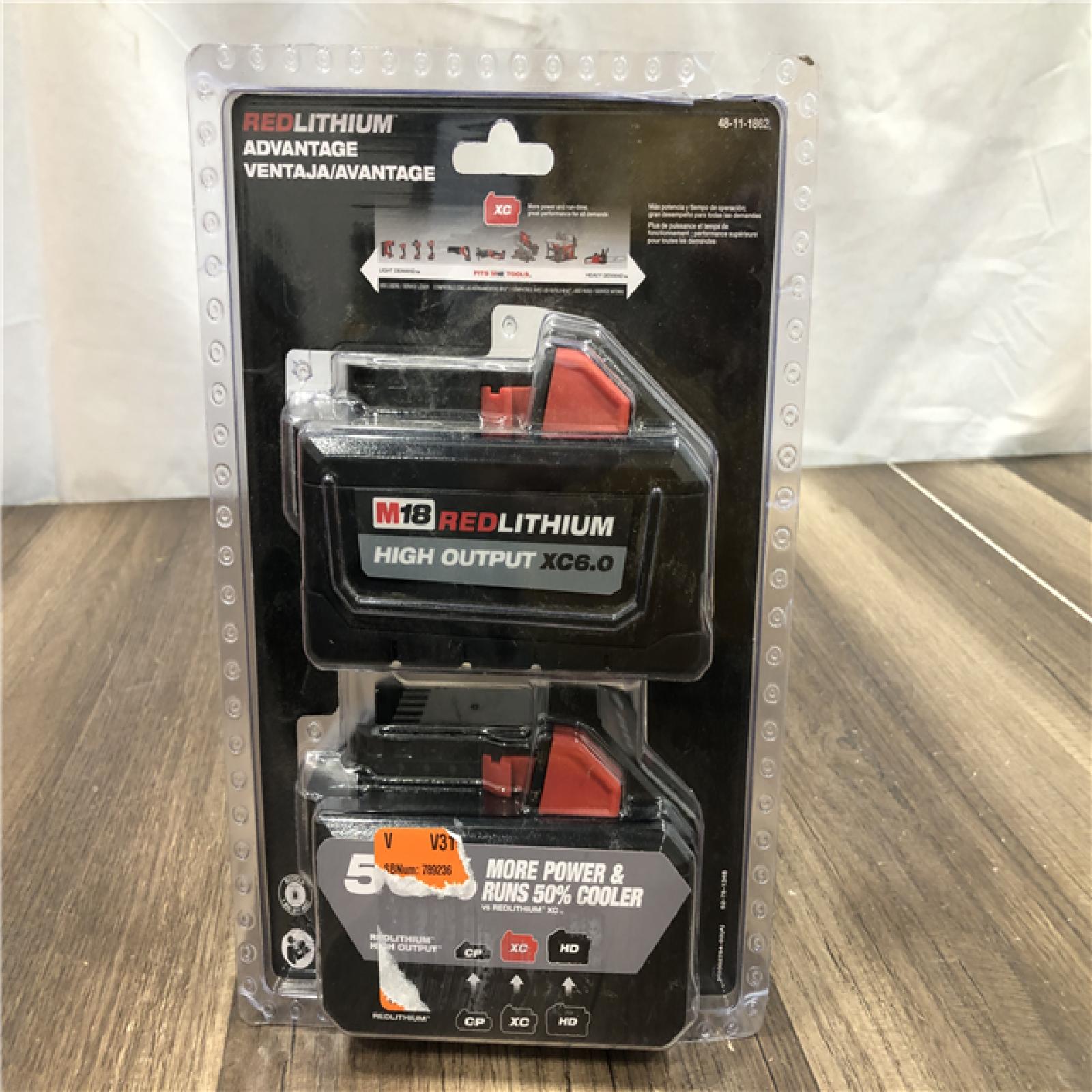 NEW- Milwaukee M18 18-Volt Lithium-Ion High Output 6.0Ah Battery Pack (2-Pack)