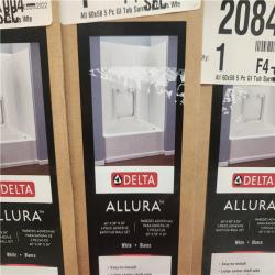 Phoenix Location NEW Delta Allura 60 in. W x 58 in. H Five Piece Glue Up Bathtub Surrounds in High Gloss White Pallet (20 Total)