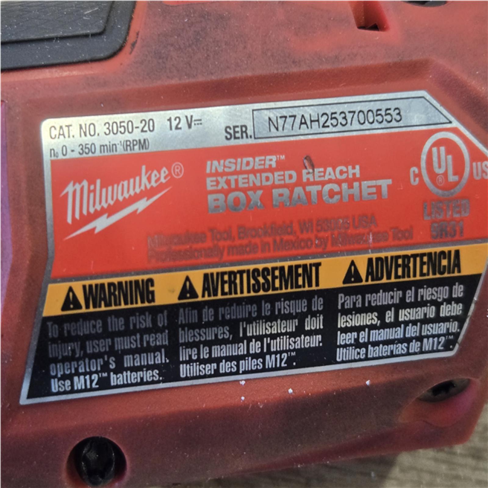 AS-IS Milwaukee FUEL 12V Lithium-Ion Brushless Cordless 1/4 in - 3/8 in Extended Ratchet (Tool-Only)