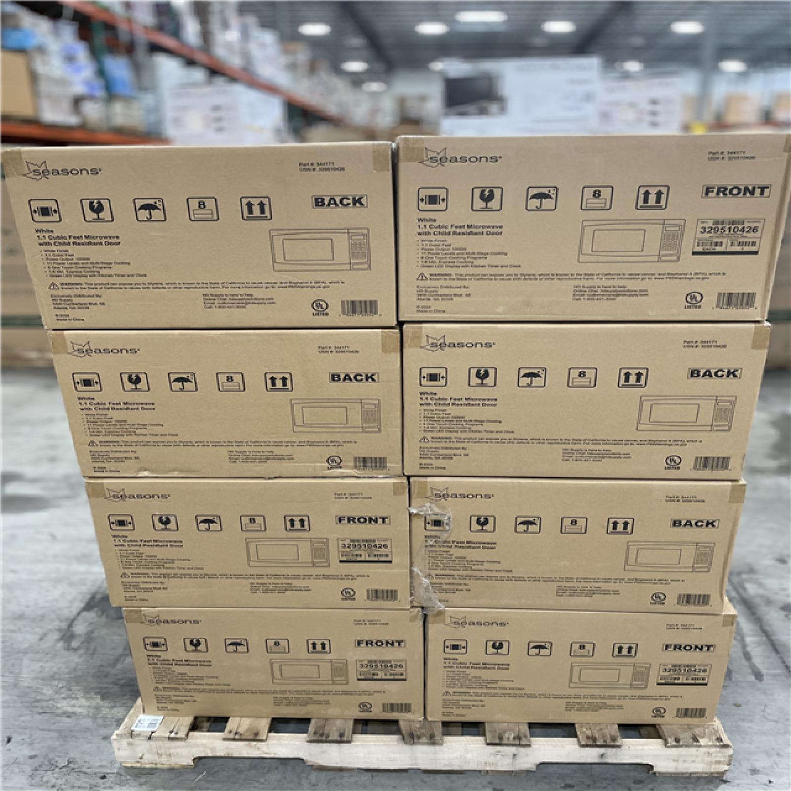 DALLAS LOCATION- Seasons 1.1 Cf White Microwave PALLET (16 UNITS)