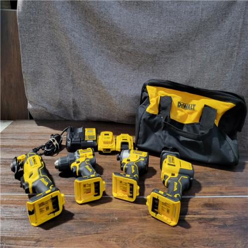 California As-Is Dewalt Brushless 4-Tool Combo Kit (Battery,Charger, and Tool Bag Included)