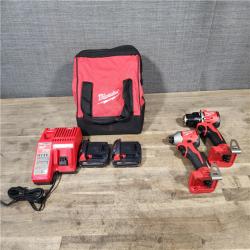 HOUSTON LOCATION - AS-IS Milwaukee M18 18V Lithium-Ion Brushless Cordless Compact Drill/Impact Combo Kit (2-Tool) W/(2) 2.0 Ah Batteries  Charger & Bag
