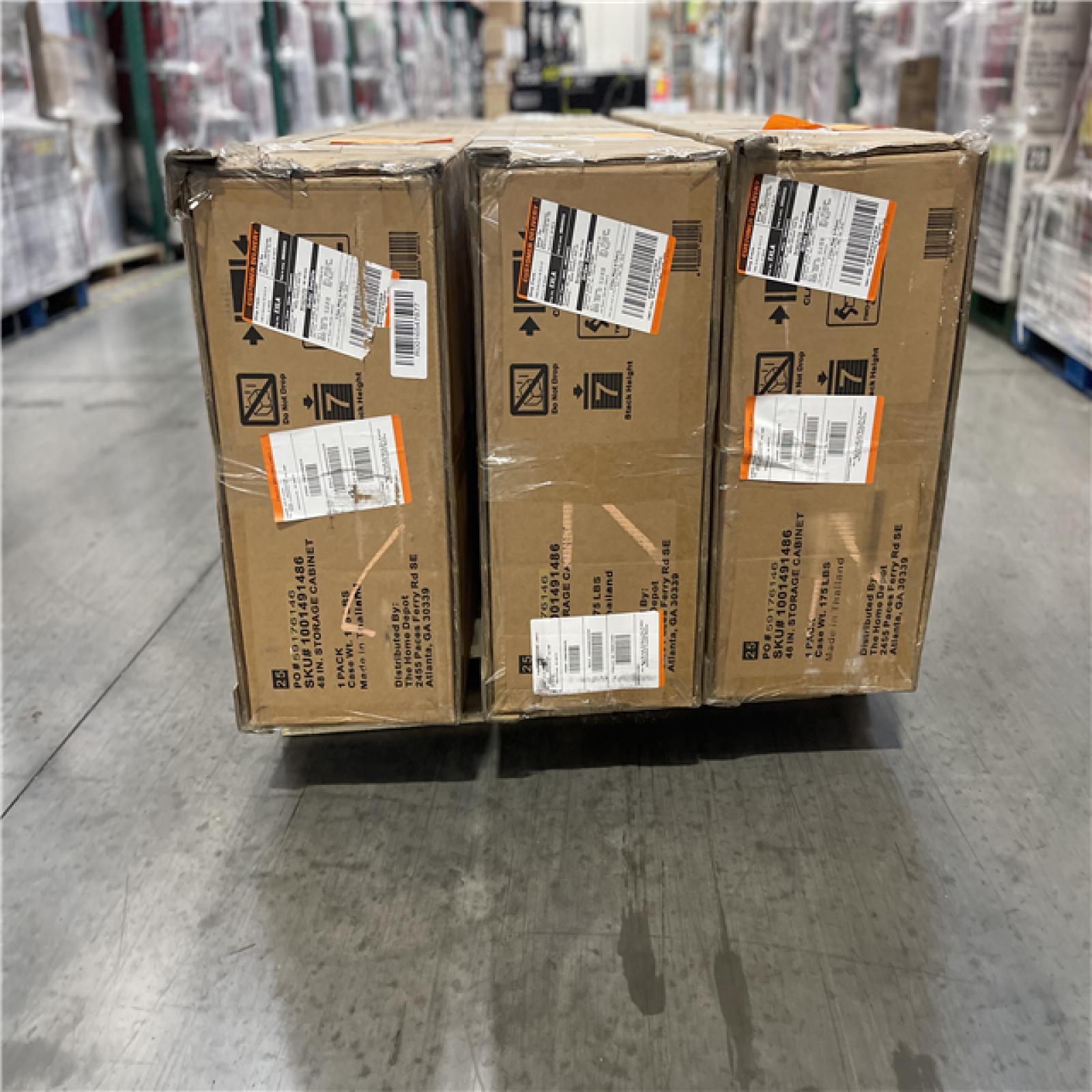 DALLAS LOCATION - Husky Ready-to-Assemble 48 in. W x 72 in. H x 18.3 in. D 24-Gauge 3-Shelf Steel Freestanding Cabinet in Black PALLET-(3 UNITS)