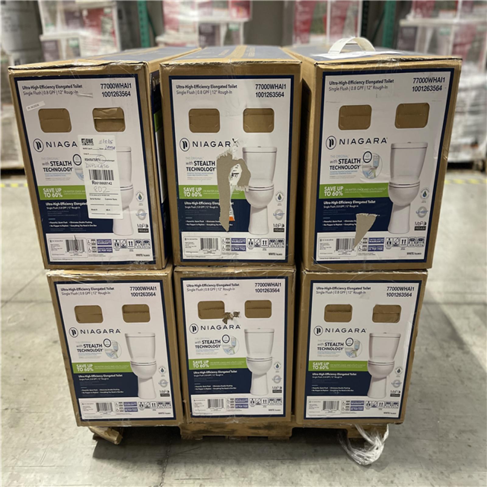 DALLAS LOCATION - Niagara Stealth Stealth 2-Piece 0.8 GPF Ultra-High-Efficiency Single Flush Elongated Toilet in White - 6 UNITS