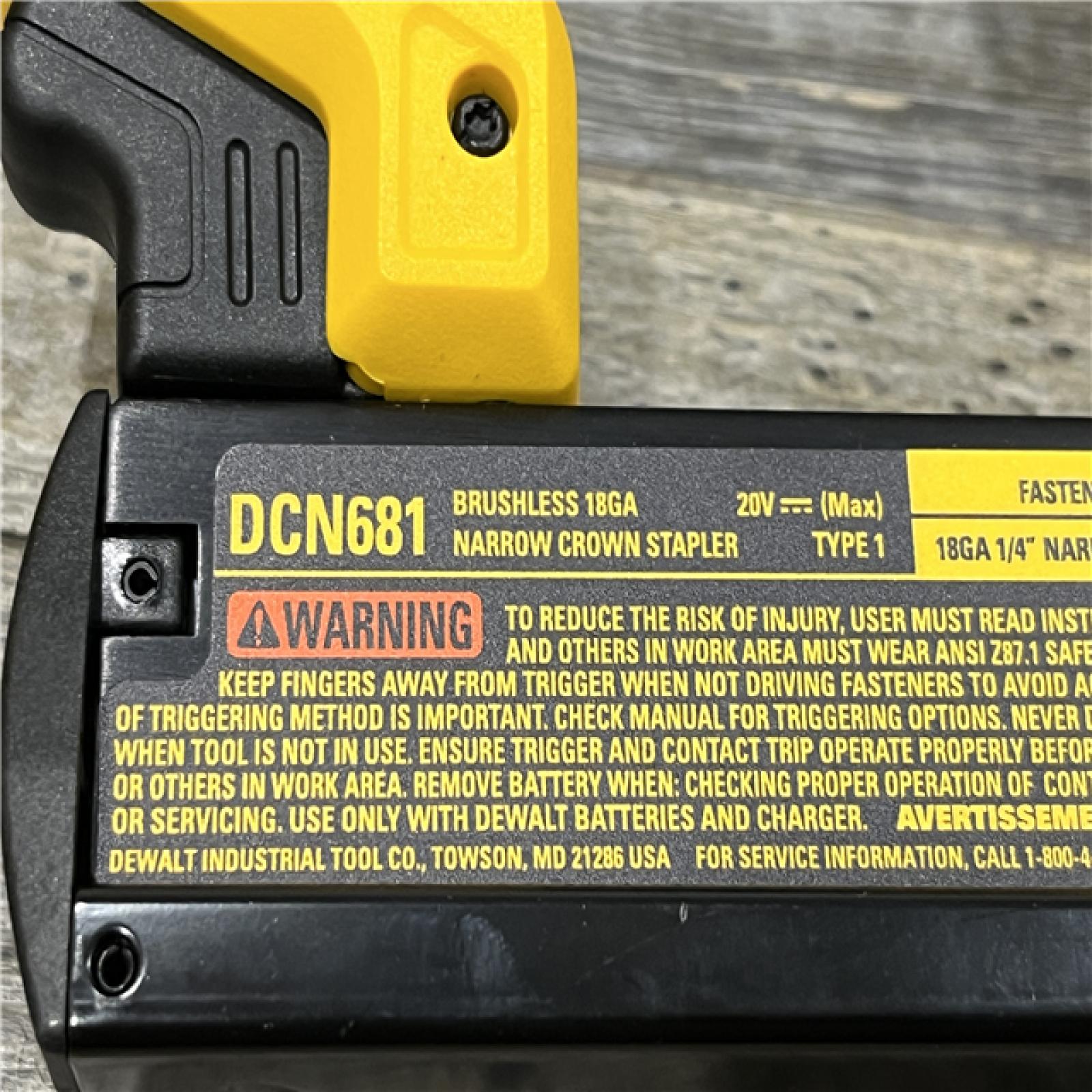 AS-IS DEWALT 20V MAX XR Lithium-Ion Cordless 18-Gauge Narrow Crown Stapler Kit