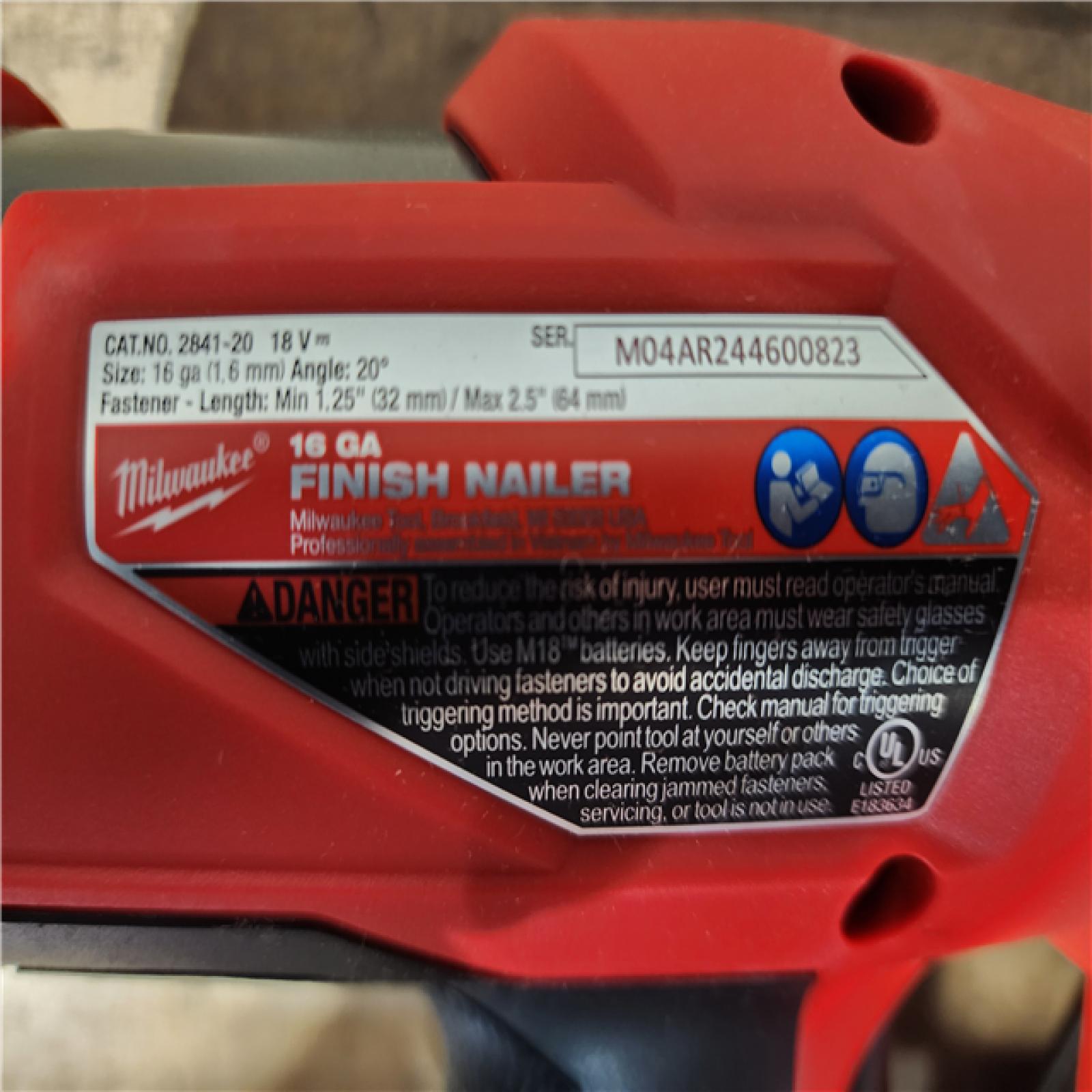 HOUSTON LOCATION - AS-IS (APPEARS LIKE NEW) Milwaukee 2841-20 18V Cordless Gen II 16 Gauge Angled Finish Nailer (Tool Only)