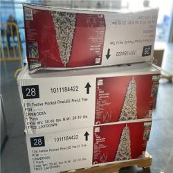 DALLAS LOCATION - Home Accents Holiday 7.5 ft. Festive Mixed Pine Flocked LED Pre-Lit Artificial Christmas Tree T12 - Retail $903