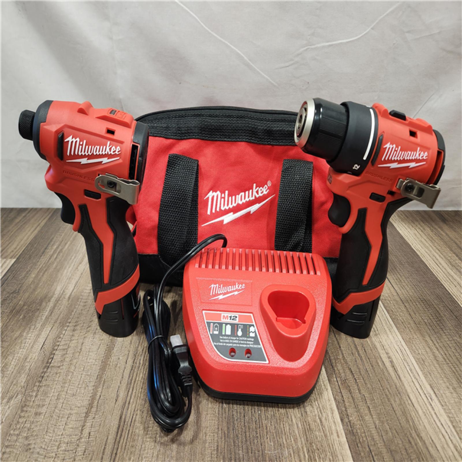 AS-IS- Milwaukee M12 Cordless Brushless 2 Tool Combo Kit