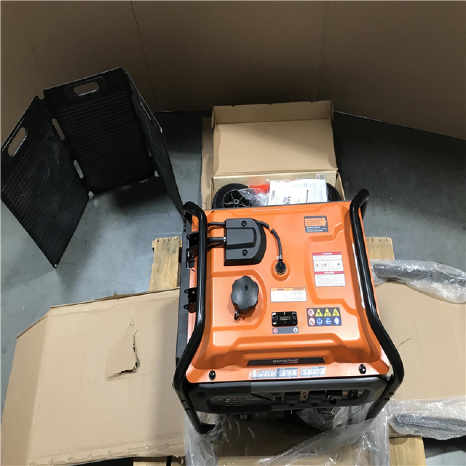 CALIFORNIA AS-IS GENERAC PORTABLE GENERATOR WITH 100w SOLAR PANEL ACCESSORY