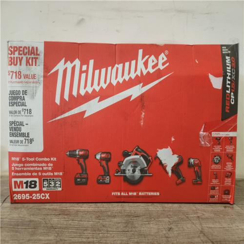 Phoenix NEW Milwaukee M18 18-Volt Lithium-Ion Brushless Cordless Combo Kit (5-Tool) with 2-Batteries  1-Charger and Tool Bag