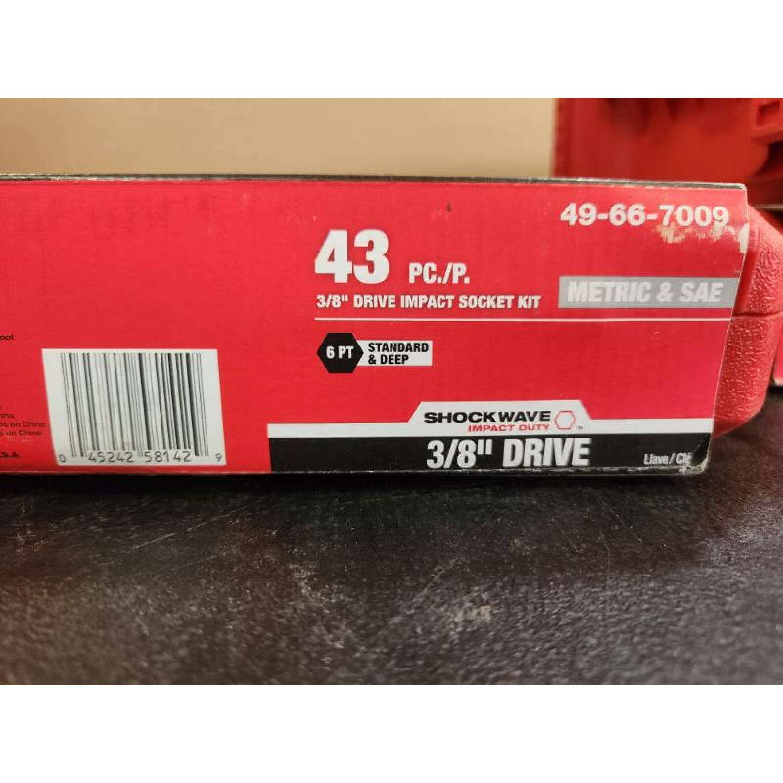 Phoenix NEW Milwaukee SHOCKWAVE 3/8 in. Drive SAE and Metric 6 Point Impact Socket Set (43-Piece) (SEALED)