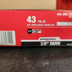 Phoenix NEW Milwaukee SHOCKWAVE 3/8 in. Drive SAE and Metric 6 Point Impact Socket Set (43-Piece) (SEALED)