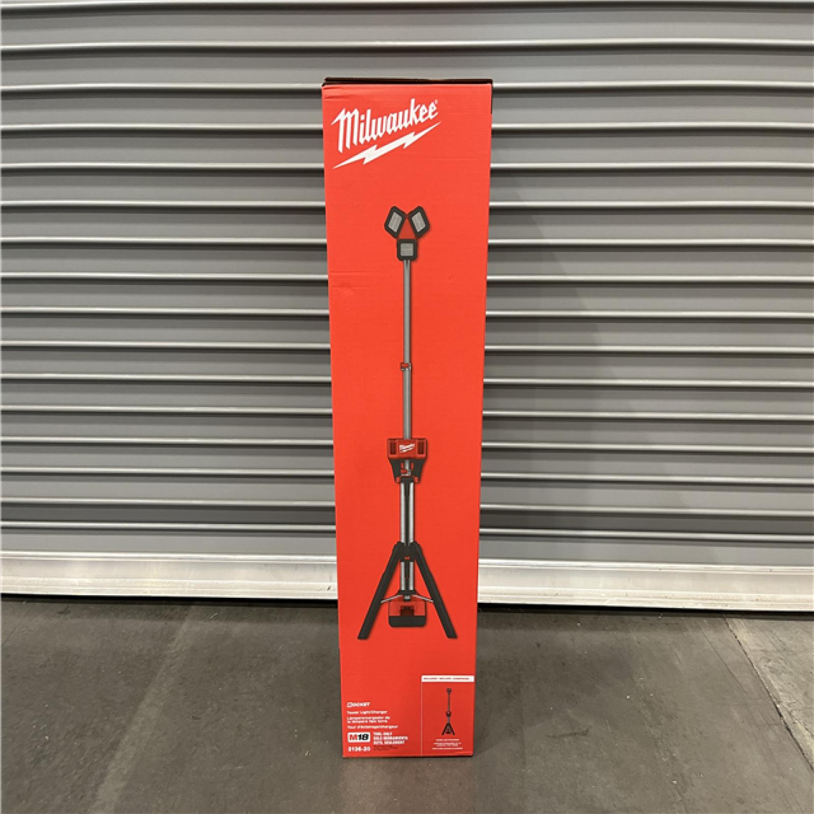 NEW - Milwaukee 18-Volt Lithium-Ion Cordless 6 000 Lumens Rocket Dual Power Tower Light with Charger (Tool-Only)