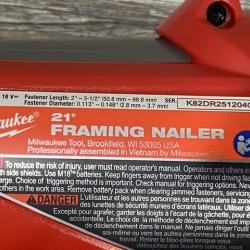 AS-IS Milwaukee FUEL 3-1/2 in. 18-Volt 21-Degree Lithium-Ion Brushless Cordless Framing Nailer (Tool-Only)