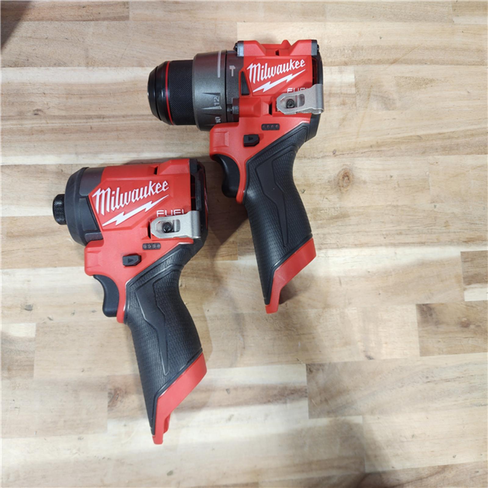 HOUSTON LOCATION - AS-IS Milwaukee FUEL 12-Volt Lithium-Ion Brushless Cordless Hammer Drill and Impact Driver Combo Kit