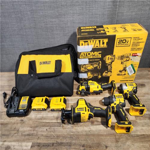HOUSTON LOCATION - AS-IS (APPEARS LIKE NEW) DeWalt 20V MAX ATOMIC Cordless Brushless 4-Tool Combo Kit