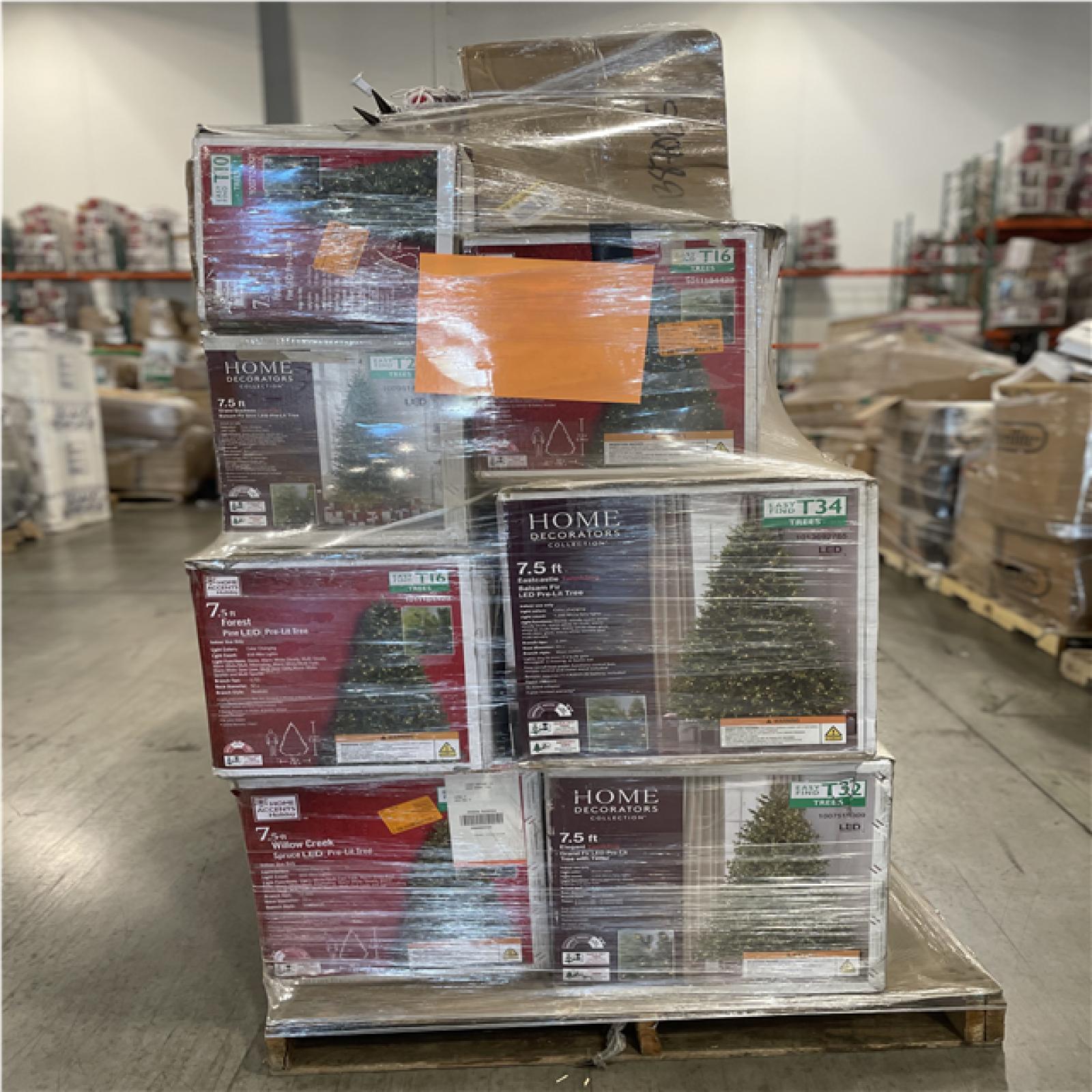 DALLAS LOCATION- AS-IS ASSORTED CHRISTMAS TREES & DECORATIONS PALLET