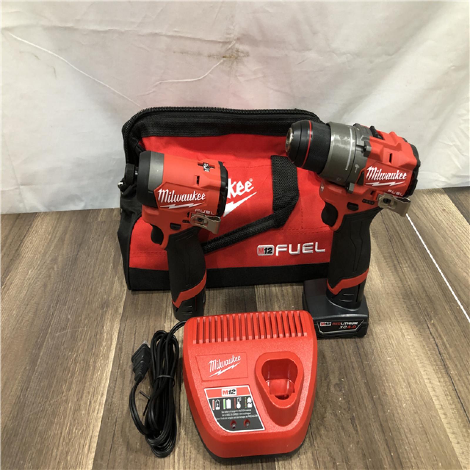 AS-IS Milwaukee FUEL 12-Volt Lithium-Ion Brushless Cordless Hammer Drill and Impact Driver Combo Kit